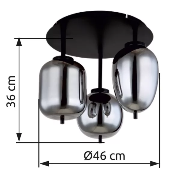 Blacky mennyezeti lámpa Globo -15345-3D-