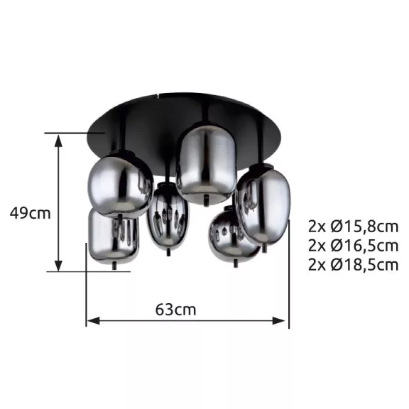 Blacky mennyezeti lámpa Globo -15345-6D- Blacky mennyezeti lámpa Globo -15345-6D-
