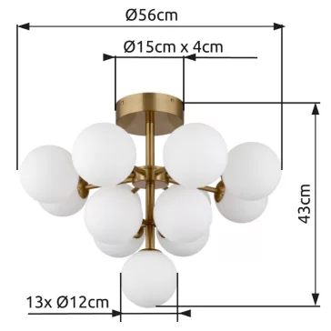 Grappy mennyezeti lámpa Globo -56143-13GD-